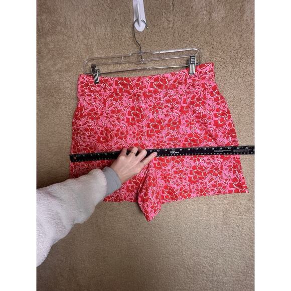 J.Crew Women's Linen Blend Elastic Back Shorts Azalea Red Sz 10 Floral Beach - Picture 9 of 14